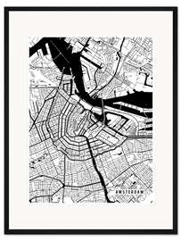 Gerahmter Kunstdruck Amsterdam Niederlande Karte II