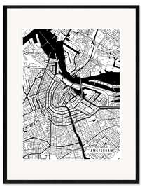 Ingelijste kunstdruk Amsterdam Netherlands Map II