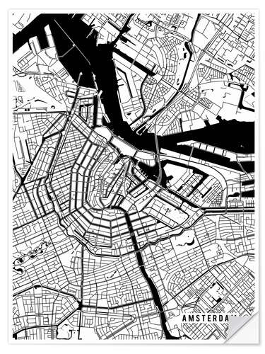 Muursticker Amsterdam Netherlands Map II