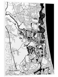 Foam board print Gold Coast Australia Map