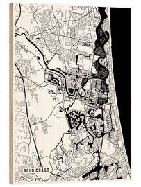 Hout print Gold Coast Australia Map