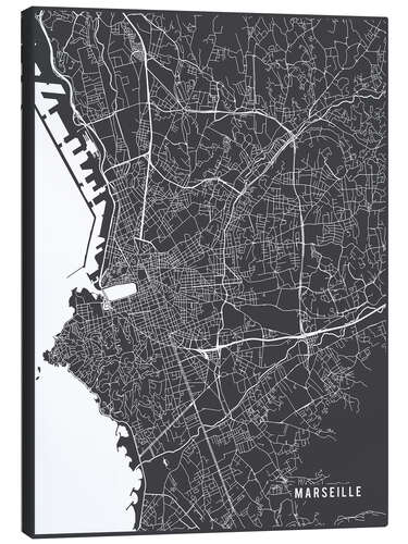 Tableau sur toile Marseille France Map