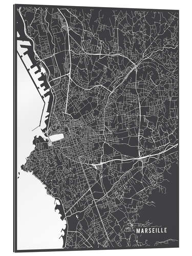 Cuadro de plexi-alu Marseille France Map