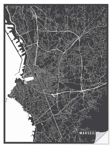 Vinilo para la pared Marseille France Map