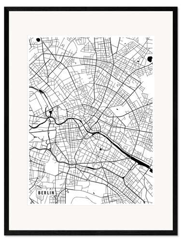 Kunsttryk i ramme Berlin, Germany Map II