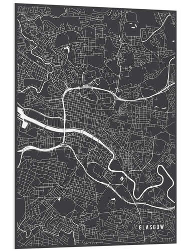 Foam board print Glasgow Scotland Map