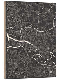 Tableau en bois Glasgow Scotland Map