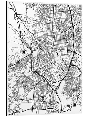 Aluminium print Madrid map