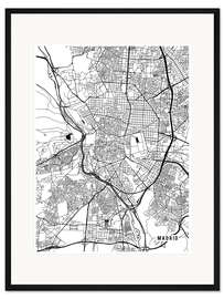 Gerahmter Kunstdruck Madrid Karte