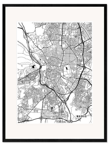 Gerahmter Kunstdruck Madrid Karte