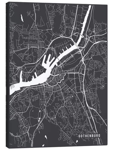 Stampa su tela Gothenburg Sweden Map