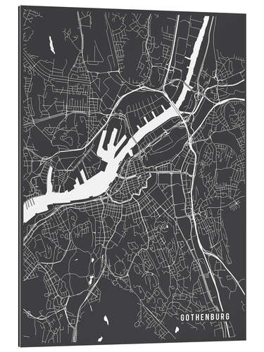 Stampa su plexi-alluminio Gothenburg Sweden Map