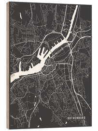 Wood print Gothenburg Sweden Map