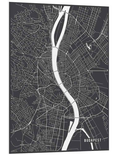 Tableau en PVC Budapest Hungary Map