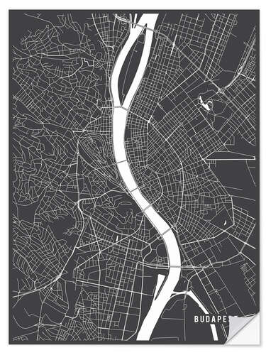 Autocolante decorativo Budapest Hungary Map