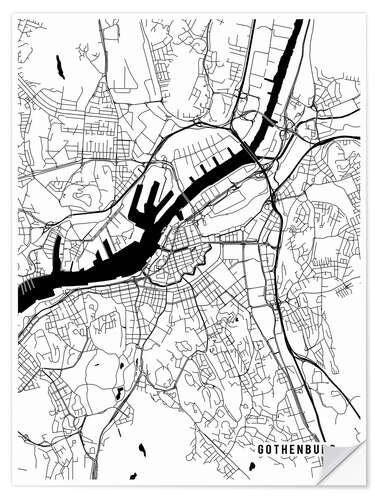 Naklejka na ścianę Gothenburg Sweden Map