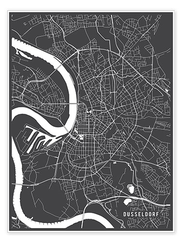 Poster Düsseldorf Deutschland Karte