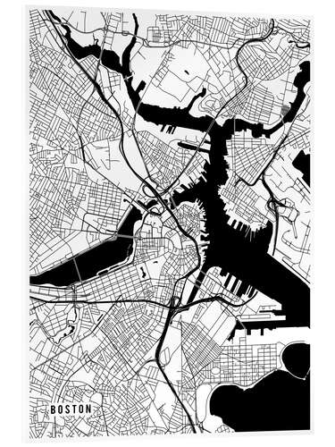 Stampa su vetro acrilico Boston USA Map