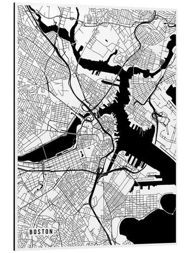 Tableau en aluminium Boston USA Map