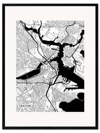 Impression artistique encadrée Boston USA Map