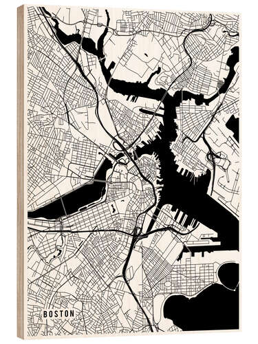 Stampa su legno Boston USA Map