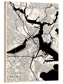 Trätavla Boston USA Map