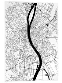 Akryylilasitaulu Budapest Hungary Map