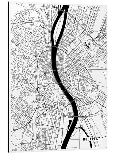 Aluminiumtavla Budapest Hungary Map