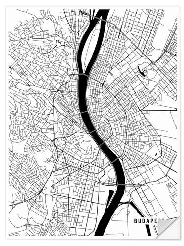 Naklejka na ścianę Budapest Hungary Map