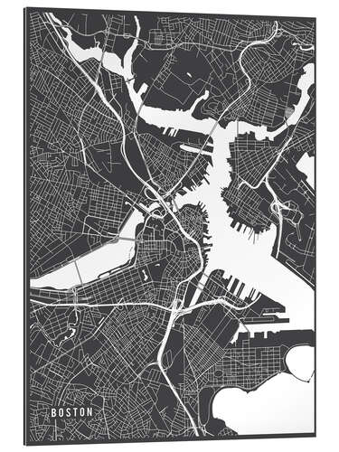 Quadro em plexi-alumínio Boston USA Map