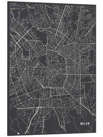 Aluminium print Milan Italy Map