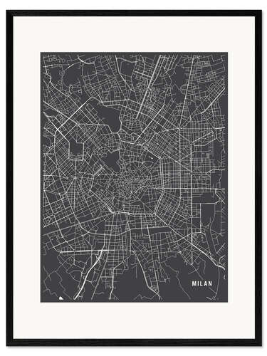 Stampa artistica con cornice Milan Italy Map