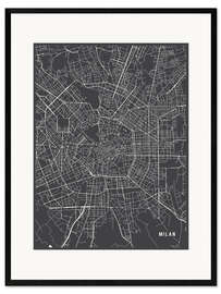 Ingelijste kunstdruk Milan Italy Map