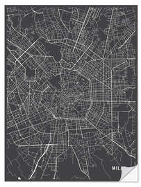 Selvklebende plakat Milan Italy Map