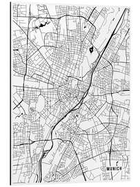 Aluminium print Munich Germany Map