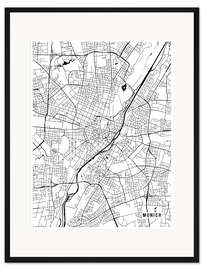 Gerahmter Kunstdruck München Deutschland Karte