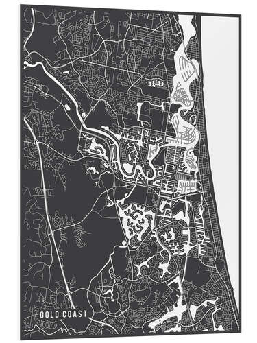 Foam board print Gold Coast Australia Map