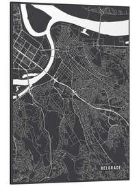 Aluminium print Belgrade Serbia Map II