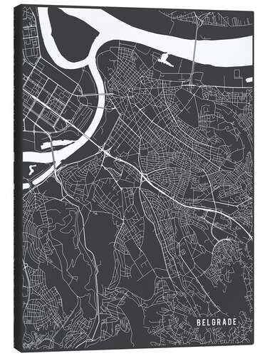 Canvas print Belgrade Serbia Map II