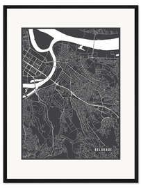 Gerahmter Kunstdruck Belgrad Serbien Karte II