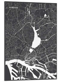 Quadro em plexi-alumínio Hamburg Germany Map