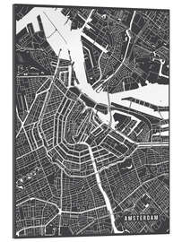 Quadro em plexi-alumínio Amsterdam Netherlands Map I