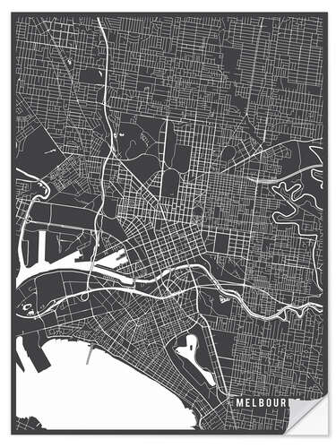 Wandsticker Melbourne Australien Karte