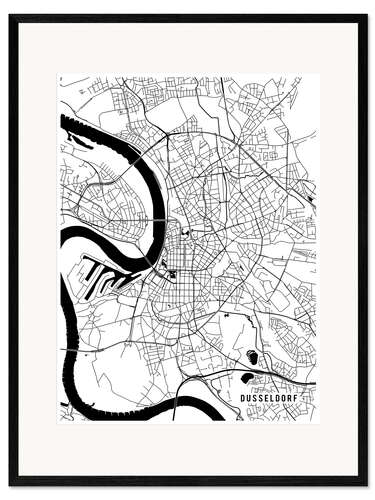 Impresión de arte enmarcada Dusseldorf Germany Map