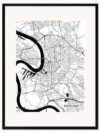 Ingelijste kunstdruk Dusseldorf Germany Map