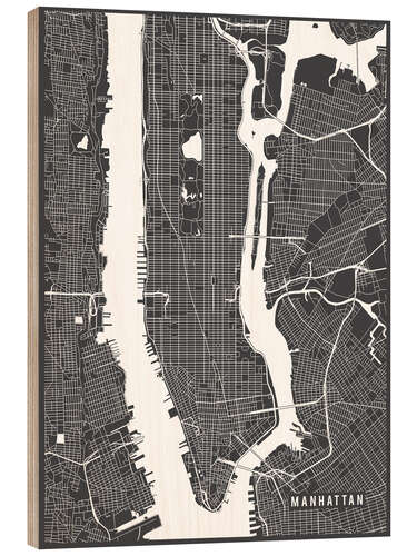 Quadro de madeira New York USA Map