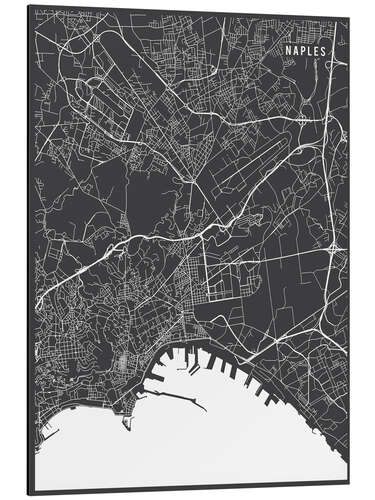 Print på aluminium Naples Italy Map