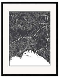 Kunsttryk i ramme Naples Italy Map