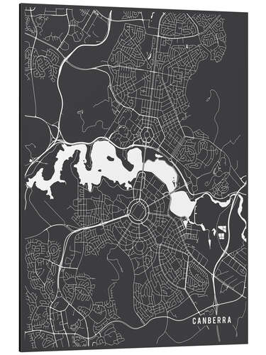 Aluminium print Canberra Australia Map