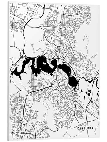 Tableau en aluminium Carte de Canberra, Australie